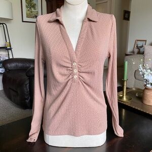 Angels Forever Young Long Sleeve Henley Women’s SZ Sm Shirt